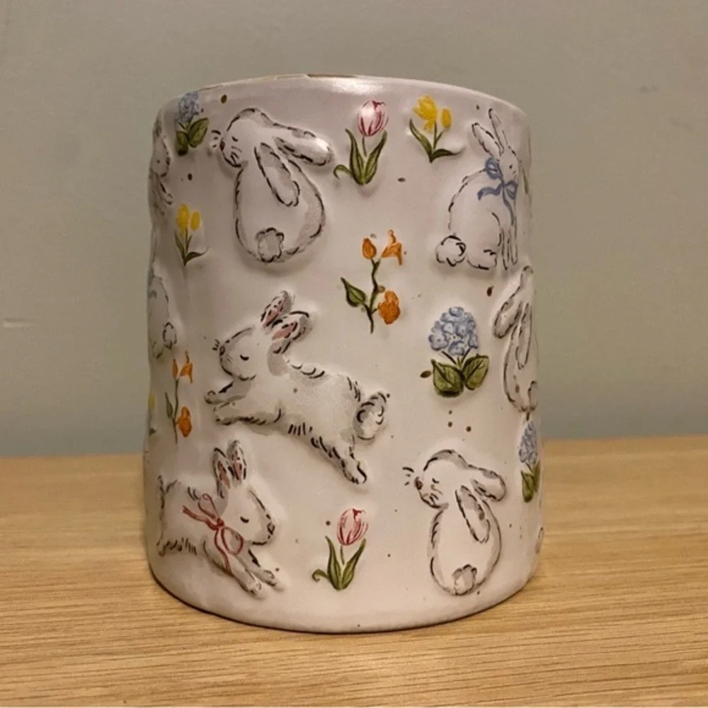 Charming Mudpie Bunny Mug with Floral Accents 16oz‎